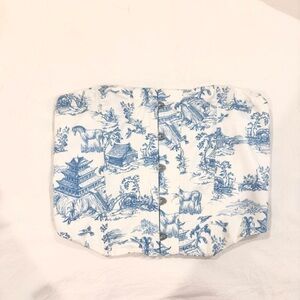 Tic Toc Vintage Inspired Blue & White Toile Corset Bustier Top